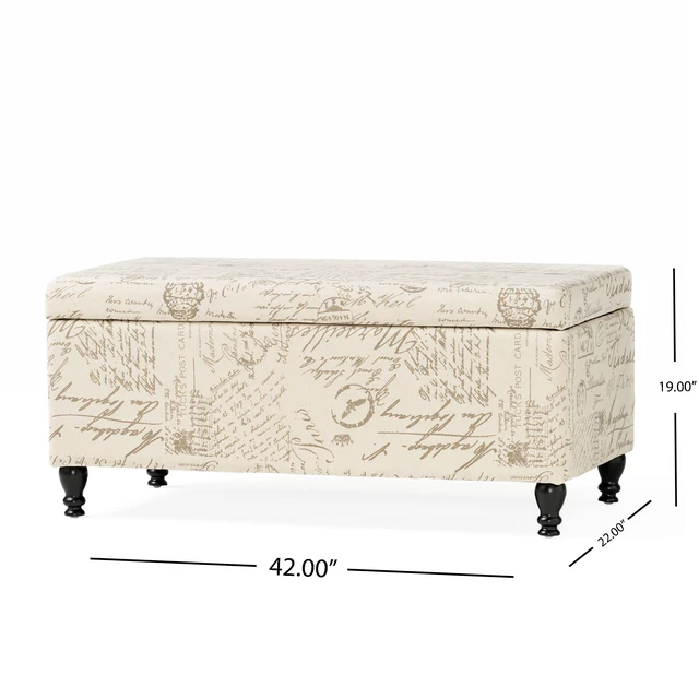 Alt view image 5 of 7 - Storage Ottoman, Rectangular Ottoman Bench Upholstered Storage Bench Foot Rest for Living Entryway, Beige Reclaimed