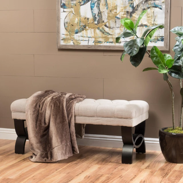 Main image of Storage Ottoman Bench with Solid Wood Legs, Tufted Ottoman with Storage Bench for Living Large End Bed Entryway Benches