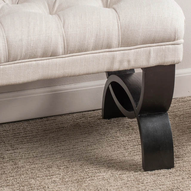 Alt view image 5 of 6 - Storage Ottoman Bench with Solid Wood Legs, Tufted Ottoman with Storage Bench for Living Large End Bed Entryway Benches