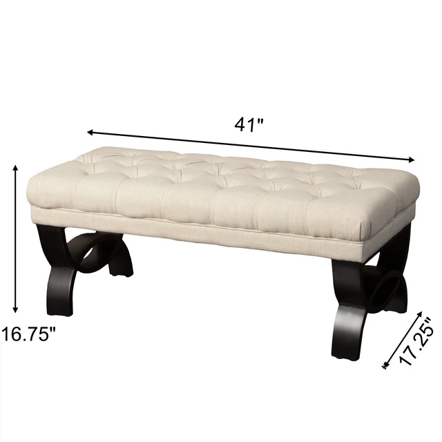 Alt view image 6 of 6 - Storage Ottoman Bench with Solid Wood Legs, Tufted Ottoman with Storage Bench for Living Large End Bed Entryway Benches