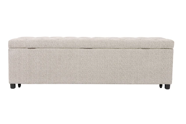 Alt view image 5 of 7 - Living Furniture Ottoman Storage and Underseat Drawer Color 1 pc Ottoman Tufted Seat Boucle, Beige, Boucle, Fabric