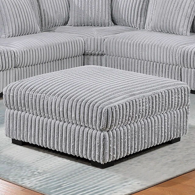 Main image of 1 pc Ottoman Mink Fur Like Corduroy Fabric Upholstered Living Furniture, Gray Mink