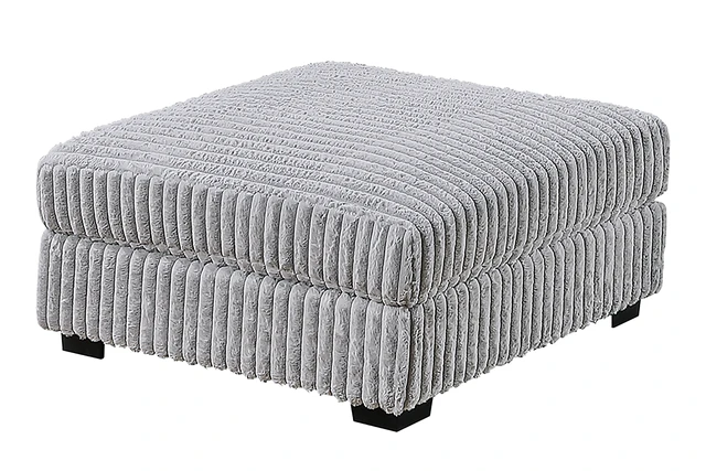Alt view image 2 of 7 - 1 pc Ottoman Mink Fur Like Corduroy Fabric Upholstered Living Furniture, Gray Mink