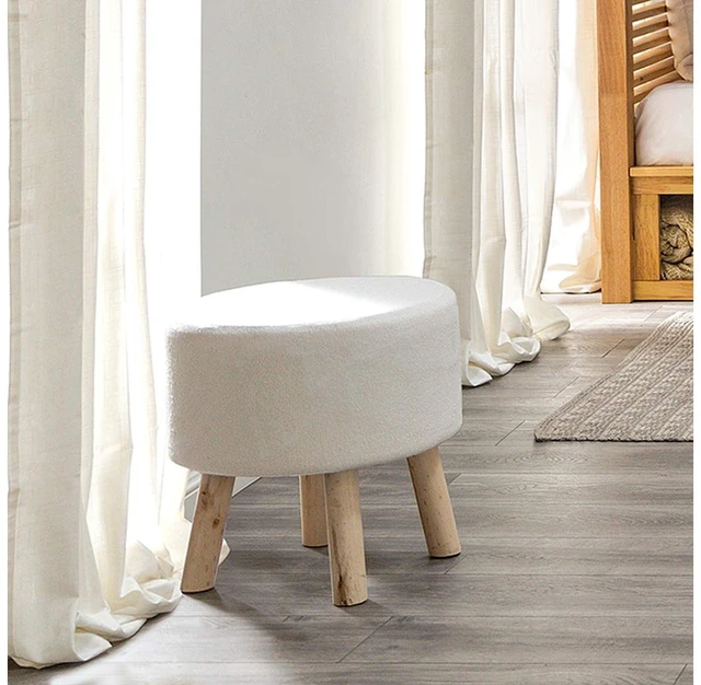 Main image of 2 pc Footstool Angled Legs Foam Upholstered and Natural Finish Living Furniture, White Natural, Foam, Polyester