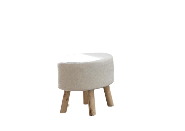 Alt view image 2 of 5 - 2 pc Footstool Angled Legs Foam Upholstered and Natural Finish Living Furniture, White Natural, Foam, Polyester
