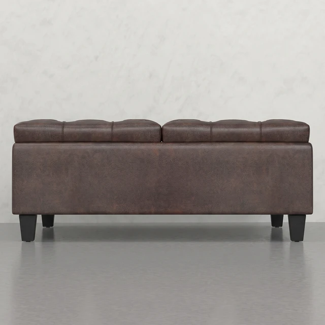 Alt view image 2 of 5 - Large Square Split Lift Top Storage Ottoman, Distressed Brown, Solid Wood