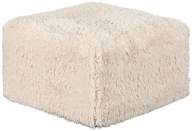 Main image of Ottoman High Density Compressed Foam Faux Fur Sand Color Living 1 pc