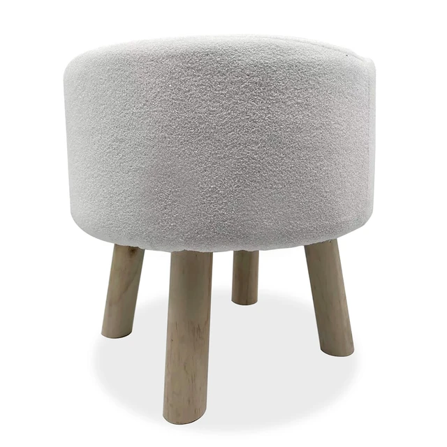 Alt view image 4 of 5 - 2 pc Footstool Angled Legs Foam Upholstered and Natural Finish Living Furniture, White Natural, Foam, Polyester