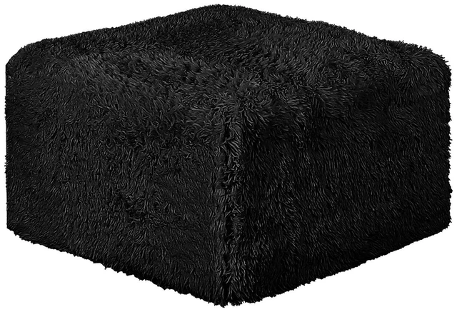 Main image of Ottoman High Density Compressed Foam Faux Fur Color Living 1 pc, Black