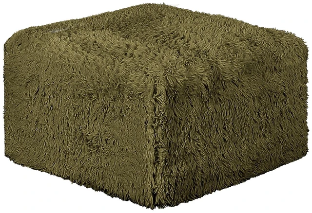 Main image of Olive Color 1 pc Ottoman High Density Compressed Foam Faux Fur Living Modular, Olive Green