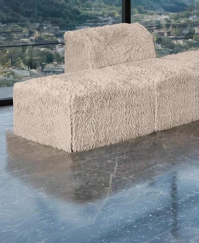 Alt view image 3 of 6 - Color 1 pc Ottoman High Density Compressed Foam Faux Fur Living Modular, Taupe