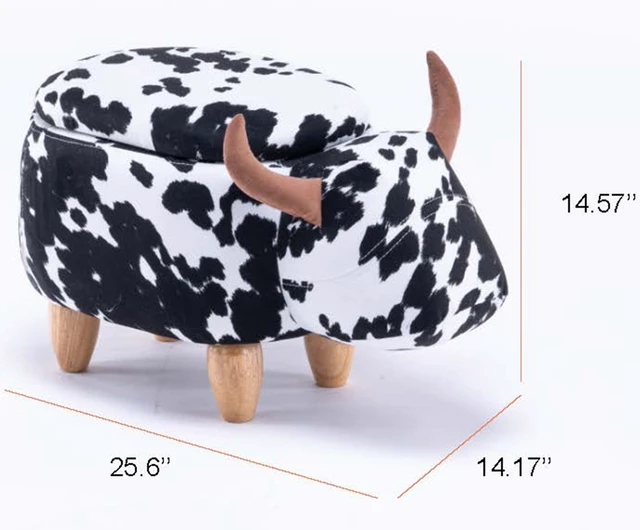 Alt view image 4 of 7 - Connor the Cow Storage Ottoman, White Black, Microfiber
