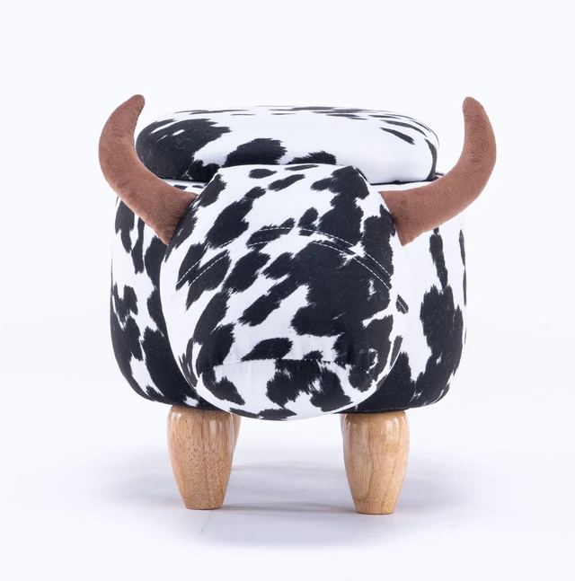 Alt view image 7 of 7 - Connor the Cow Storage Ottoman, White Black, Microfiber