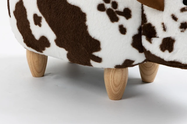 Alt view image 7 of 7 - Bernie the Cow Storage Ottoman, Brown White, Faux Fur