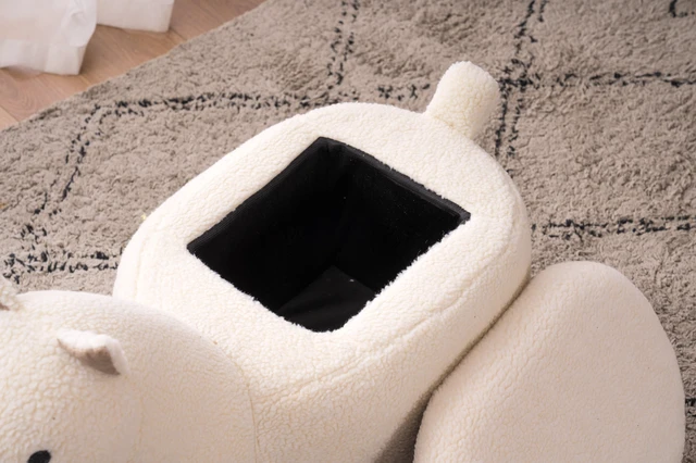 Alt view image 5 of 7 - Leo the Llama Storage Ottoman, White, Faux Fur