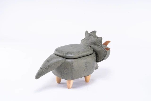 Alt view image 5 of 7 - Dean the Dinosaur Storage Ottoman, Light Sage Green, PU