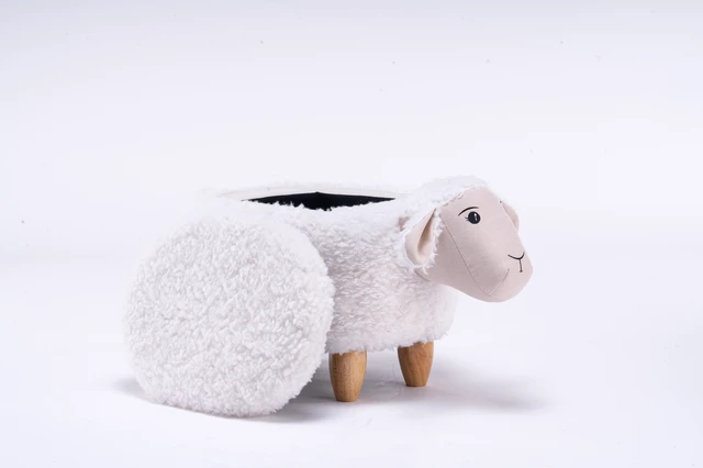 Alt view image 6 of 7 - Shiloh the Sheep Storage Ottoman, White, Faux Fur