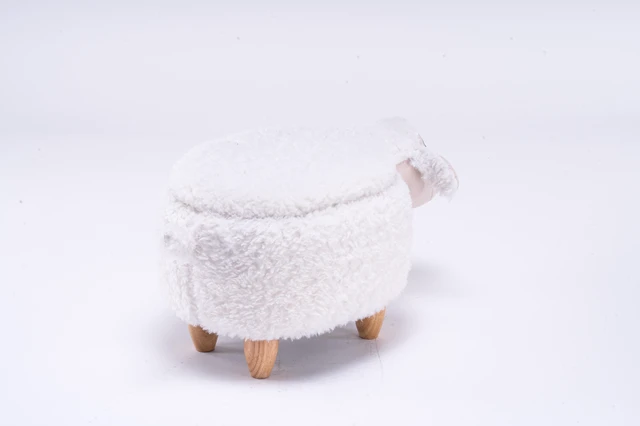 Alt view image 4 of 7 - Shiloh the Sheep Storage Ottoman, White, Faux Fur