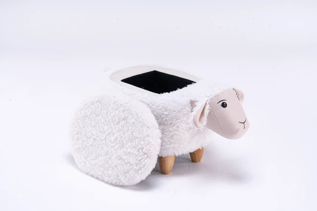 Alt view image 7 of 7 - Shiloh the Sheep Storage Ottoman, White, Faux Fur