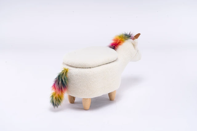 Alt view image 5 of 7 - Uma the Unicorn Storage Ottoman, White, Faux Fur