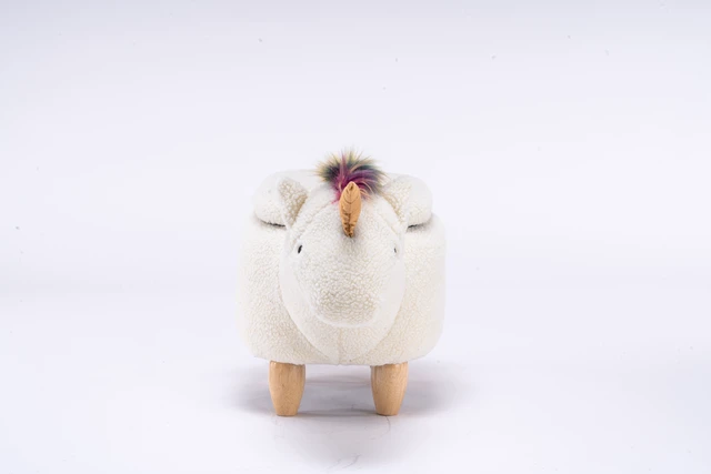 Alt view image 2 of 7 - Uma the Unicorn Storage Ottoman, White, Faux Fur