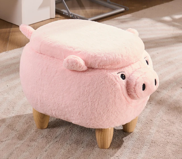 Main image of Patty the Pig Storage Ottoman, Pink, Faux Fur