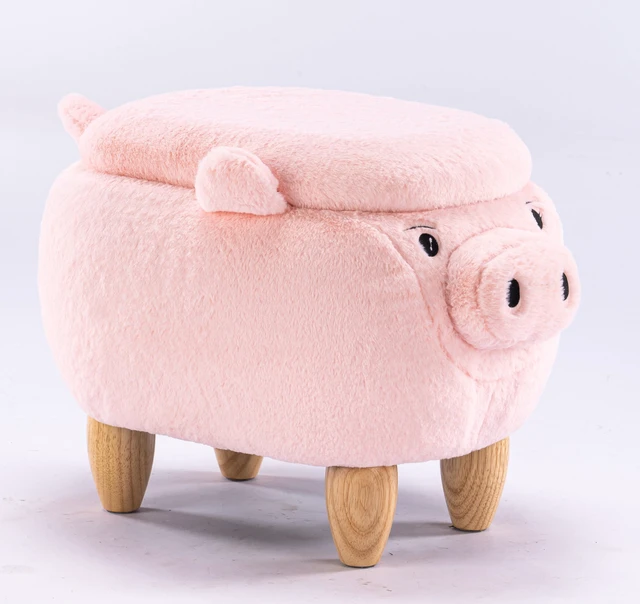 Alt view image 3 of 7 - Patty the Pig Storage Ottoman, Pink, Faux Fur