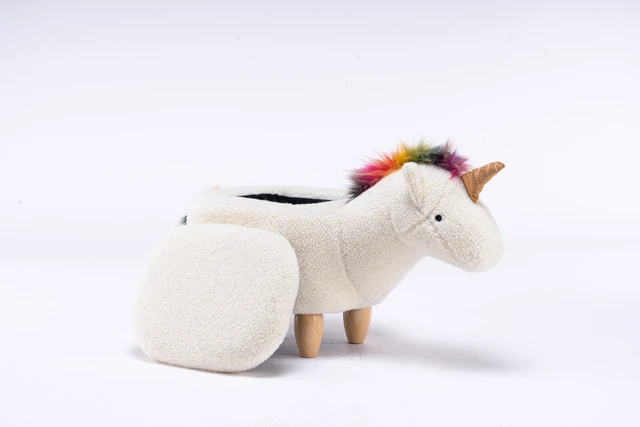 Alt view image 6 of 7 - Uma the Unicorn Storage Ottoman, White, Faux Fur