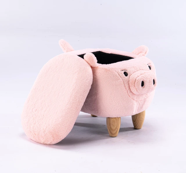 Alt view image 4 of 7 - Patty the Pig Storage Ottoman, Pink, Faux Fur