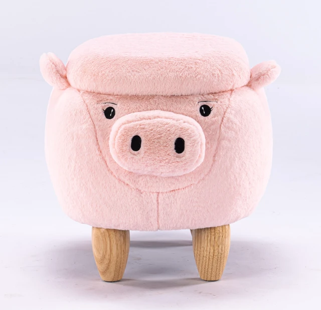 Alt view image 2 of 7 - Patty the Pig Storage Ottoman, Pink, Faux Fur
