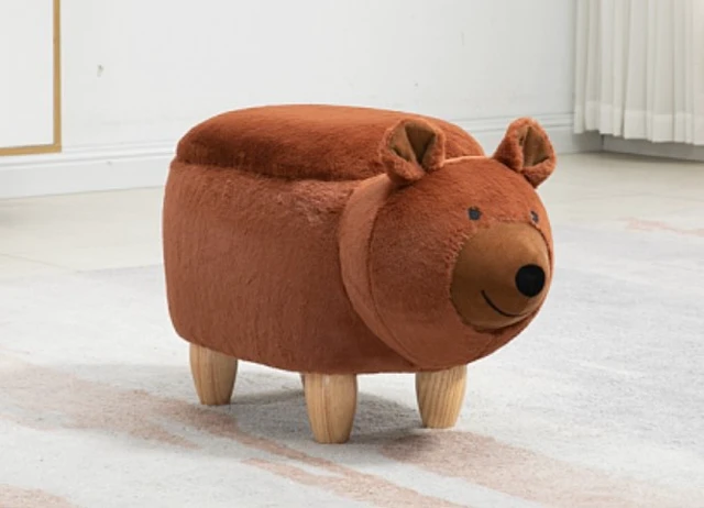Main image of Blake the Bear Storage Ottoman, Brown, Faux Fur