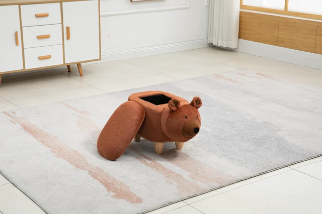 Alt view image 5 of 7 - Blake the Bear Storage Ottoman, Brown, Faux Fur