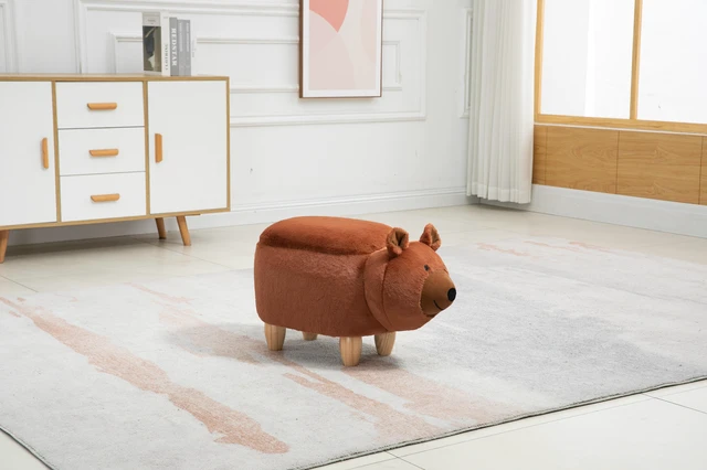 Alt view image 7 of 7 - Blake the Bear Storage Ottoman, Brown, Faux Fur