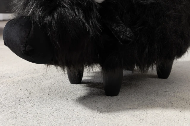 Alt view image 6 of 6 - Harry the Buffalo Cow Storage Ottoman, Black, Faux Fur