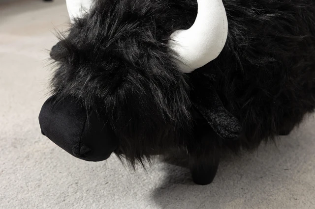 Alt view image 4 of 6 - Harry the Buffalo Cow Storage Ottoman, Black, Faux Fur