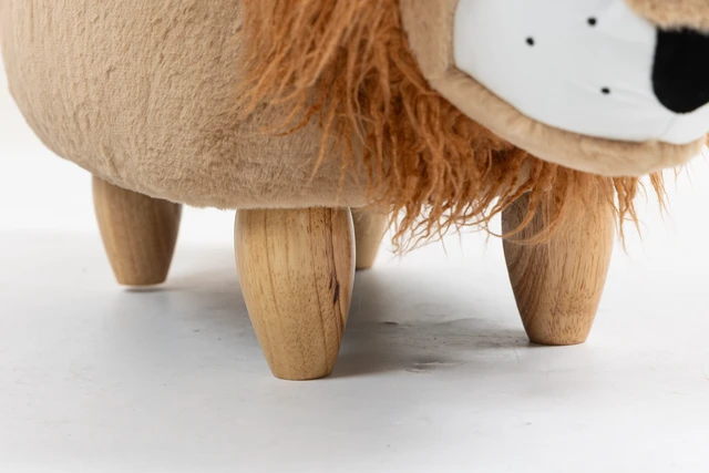 Alt view image 3 of 3 - Luke the Lion Storage Ottoman, Brown, Faux Fur