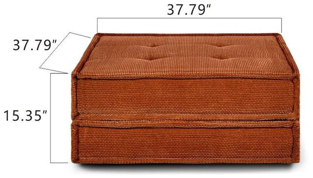 Alt view image 5 of 5 - Functional Square Corduroy Ottoman Rust, Polyester
