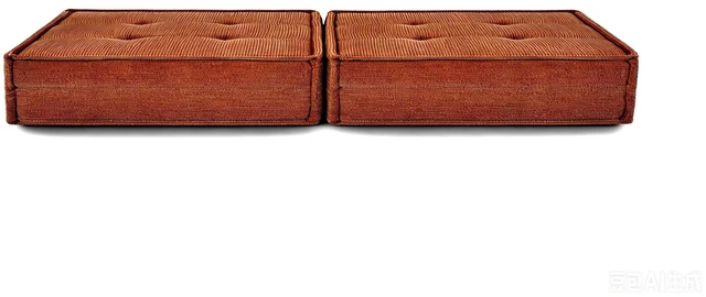 Alt view image 4 of 5 - Functional Square Corduroy Ottoman Rust, Polyester