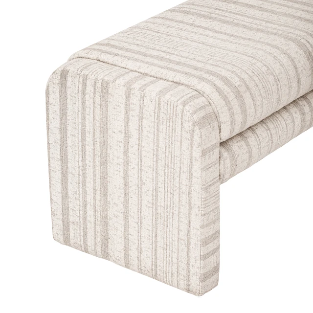 Alt view image 4 of 7 - 62.2 Inch Striped Upholstered Ottoman Bench, Wraparound Frame Decorative Ottoman Textured Fabric Accent for Bed End