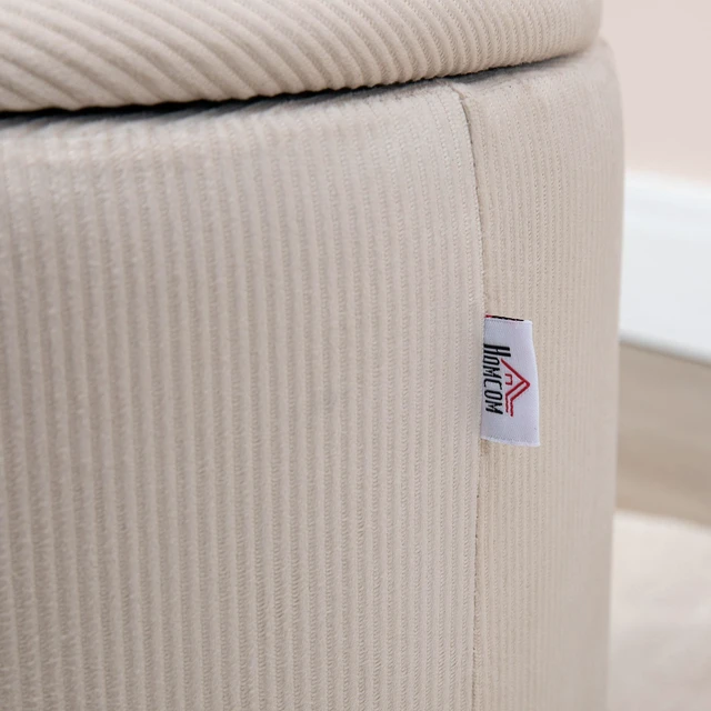 Alt view image 2 of 7 - Ottoman with Storage Set, Corduroy Stool with Removable Lid Hidden Space Nesting Ottoman Stool for Living, Creamy