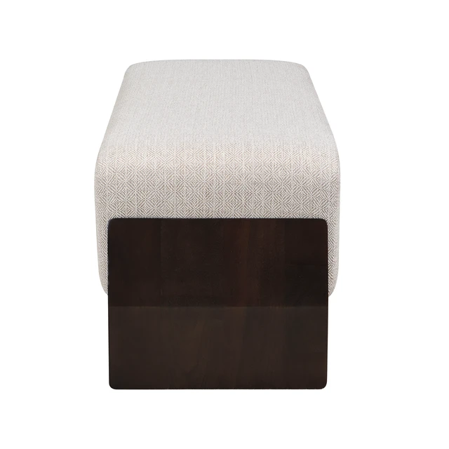 Alt view image 5 of 7 - Rubber Solid Bench with Soft Cushions, Can Accommodate Three People, Brown Beige, Fabric, Foam and Rubber Wood, Ottomans