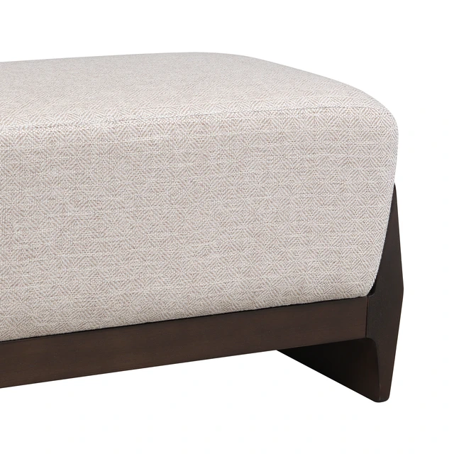 Alt view image 7 of 7 - Rubber Solid Bench with Soft Cushions, Can Accommodate Three People, Brown Beige, Fabric, Foam and Rubber Wood, Ottomans