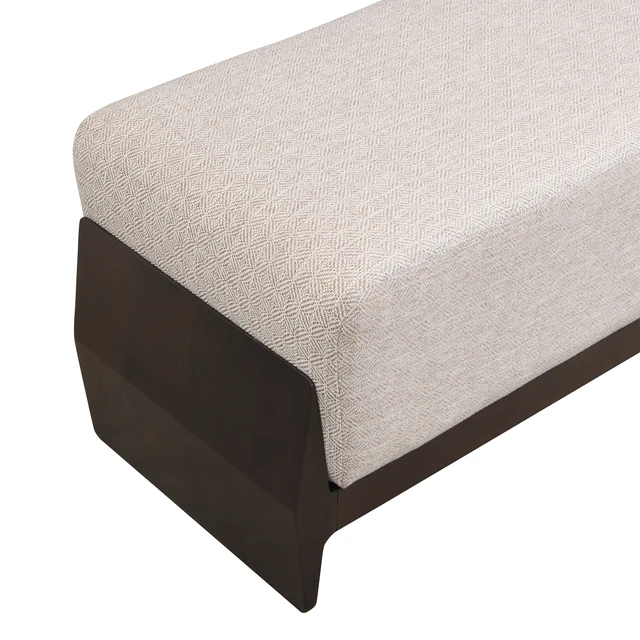 Alt view image 6 of 7 - Rubber Solid Bench with Soft Cushions, Can Accommodate Three People, Brown Beige, Fabric, Foam and Rubber Wood, Ottomans