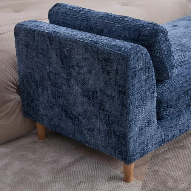 Alt view image 6 of 7 - 83.1 Inch Wide Upholstered End Bed Bench with Armrests, Chenille Chaise Lounge Couch with Bolster Pillows Daybed