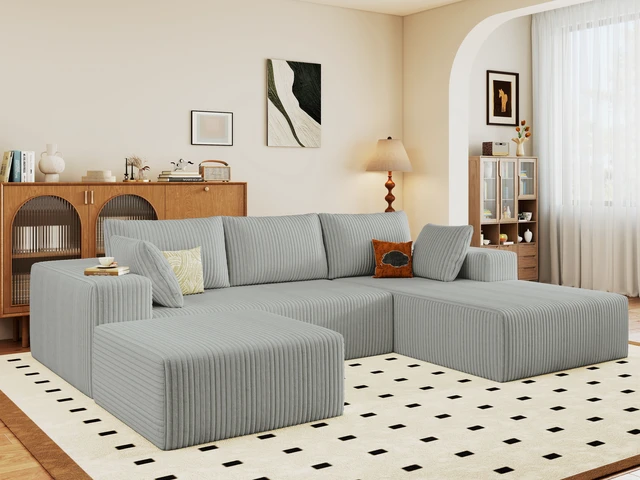 Alt view image 3 of 7 - 96 Inch Cloud Sectional Couch with l Shape Chaise, Modular Sofa with Deep Seat Upholstered Couches for Living Assembly