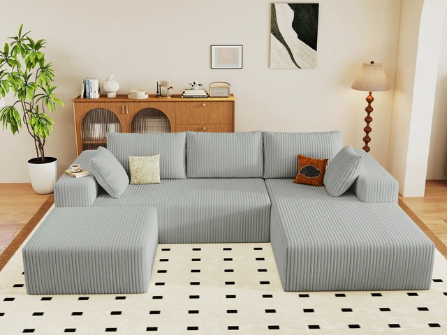 Alt view image 4 of 7 - 96 Inch Cloud Sectional Couch with l Shape Chaise, Modular Sofa with Deep Seat Upholstered Couches for Living Assembly