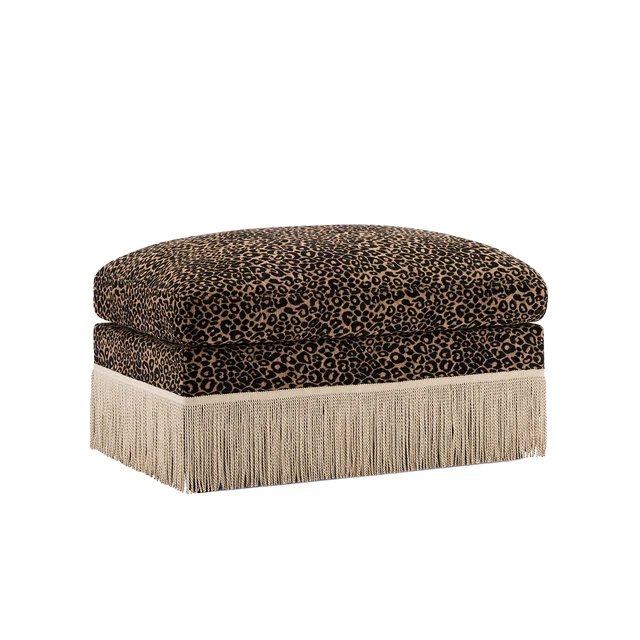 Alt view image 2 of 5 - Ottoman Leopard Chenille Brown, Black Brown