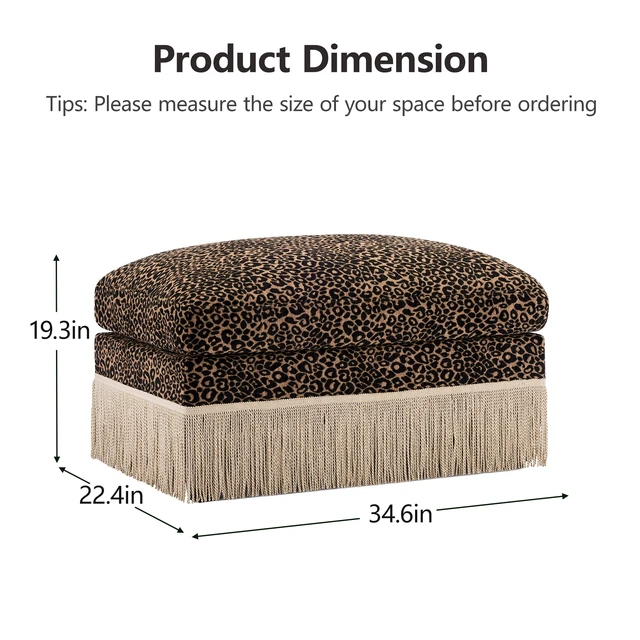 Alt view image 3 of 5 - Ottoman Leopard Chenille Brown, Black Brown