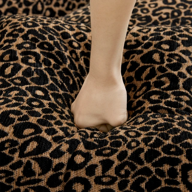 Alt view image 5 of 5 - Ottoman Leopard Chenille Brown, Black Brown