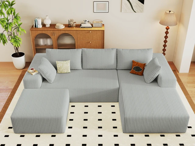 Alt view image 7 of 7 - 96 Inch Cloud Sectional Couch with l Shape Chaise, Modular Sofa with Deep Seat Upholstered Couches for Living Assembly